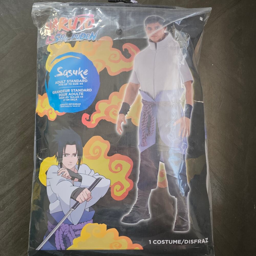 NEW Naruto Shippuden Sasuke Adult MENS UP TO 44 Spirit Halloween Costume Cosplay